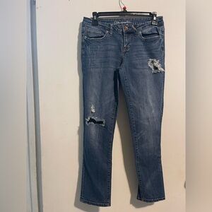 Aeropostale Blue Straight Leg‎ Jeans with Distressed Details
